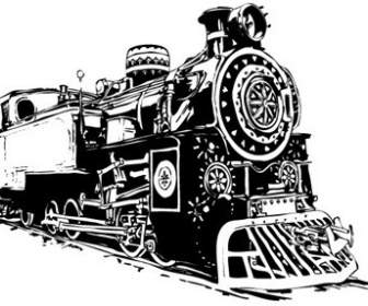 Bianco E Nero Locomotiva Vettoriale