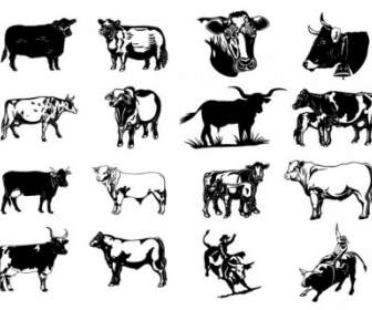 Black And White Paintings Series Two Cow Vector Clip Art Pictures