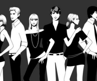 Black And White Photographs Of Men And Women Vector Fashion