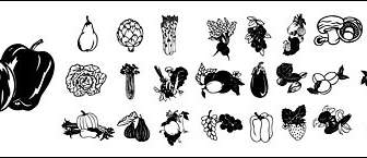 Black And White Vector Material Fruits And Vegetables