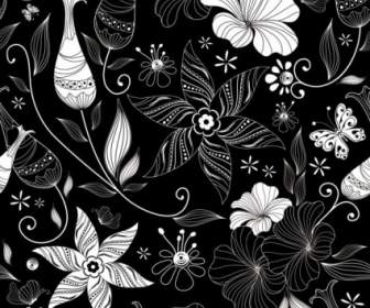 Black Background Floral Vector