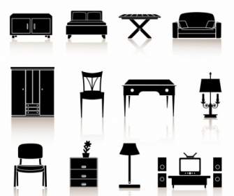 черный N белые иконки мебель
