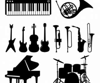 Black Silhouettes Musical Instruments