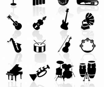 Schwarze Symbole Musikinstrumente