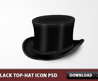 Black Top Hat Icon Psd