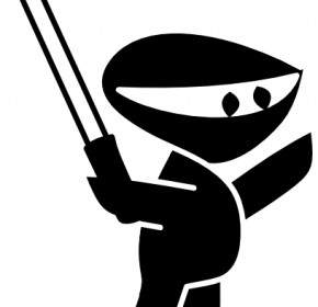 Schwarz Weiß Schwert Boy Cartoon Ninja ClipArt