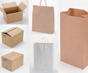Blank Green Paper Bags And Corrugated Boxes Picture
