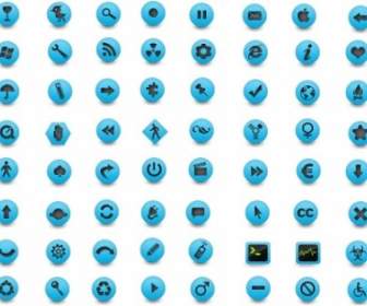 Blue And Grey Rounded Button Icons Icons Pack