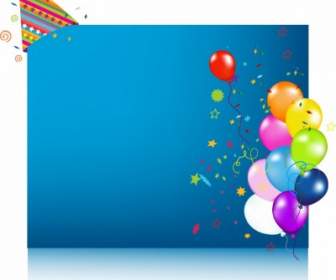 Blue Card With Colorful Balloons