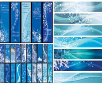 Blue Christmas Vector Banners Background