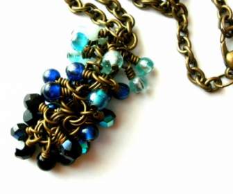 Blue Czech Glass Necklace