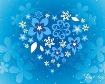 Corazón Floral Azul