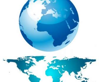 Blauer Globus Und Weltkarte