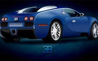 Niebieski Ilustrują Samochodu Z Renderem Błyszczący