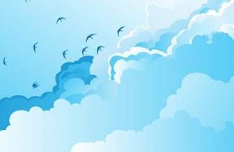 Langit Biru Dengan Burung Vektor