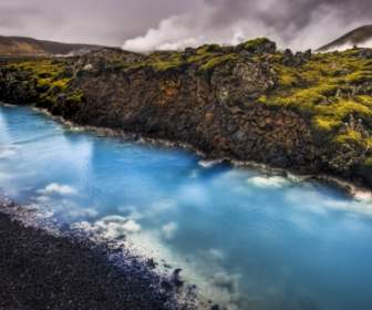 Mundo De Islandia De Fondos Corriente Azul