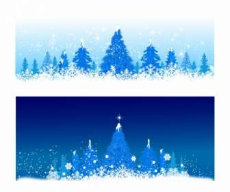 Blue Winter Christmas Trees