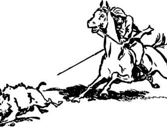 Boar Hunt Cowboy Horse Clip Art