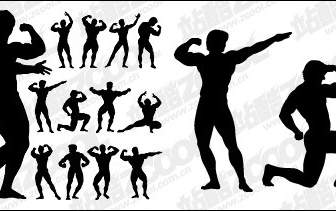 Bodybuilding Action Figure Silhouette Vector Material