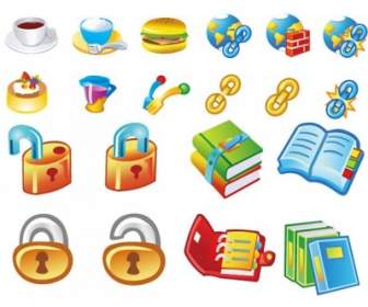 Books And Food Lock Link Icon Vector