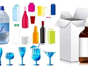 Bottles And Cups Vector