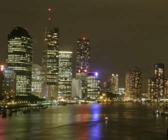Brisbane Przez Noc Tapeta Australia świat