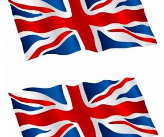 바람에 도착 하는 영국 국기