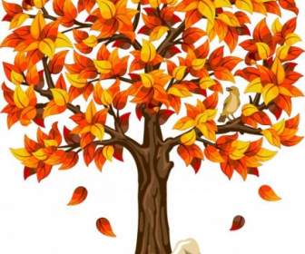 棕色秋天一棵樹