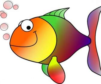 Bubbling Cartoon Fish Clip Art
