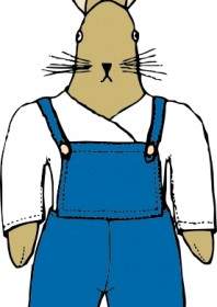 Bunny In Overalls Front View Clip Art
