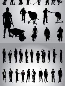 Business People And Workers In Silhouette Vector