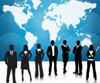 Business People Team With World Map