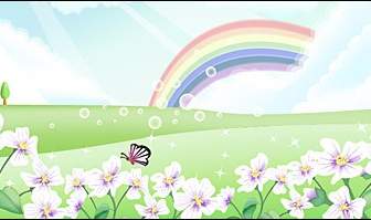 Butterfly And Flower In The Rainbow Sky