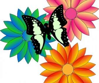 蝴蝶和鲜花的剪贴画