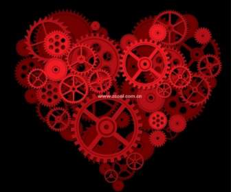 By A Gear Composed Of A Large Peach Heart Vector
