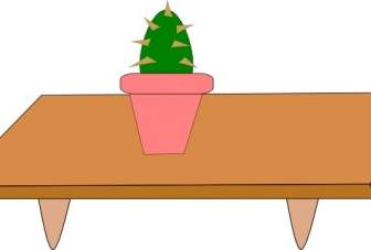 Cactus In Vaso Su Un Tavolo Art Clip