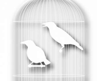 Cage With A Bird Silhouette Vector