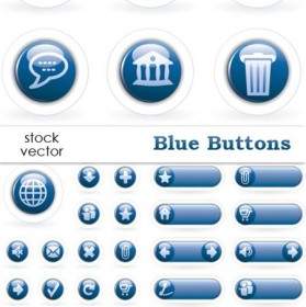 Calm Blue Circle Icon Button Vector