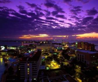 Cancun At Twilight Wallpaper Mexico World