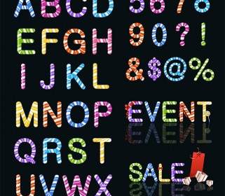 Candy Colored Letters And Numbers Vector
