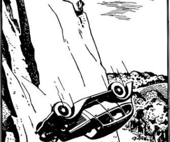 Car Flip Over The Cliff Clip Art