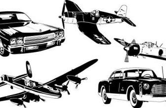 Cars And Airplane Vector