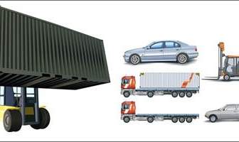 Автомобили контейнеровозы подъема грузовики большие автомобили автопогрузчик вектор