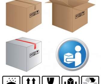 紙箱和紙箱標籤向量