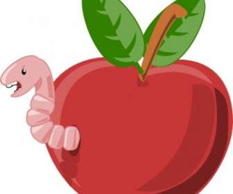 Cartoon-Apfel Mit Wurm-ClipArt