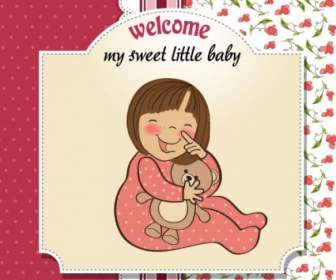 Vetor De Cartão Dos Desenhos Animados Bebê