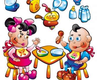 Cartoon Baby Food Toys Vector