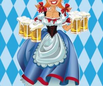 Cartoon Beer Girl Vector