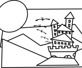 الكرتون القلعة مخطط قصاصة فنية