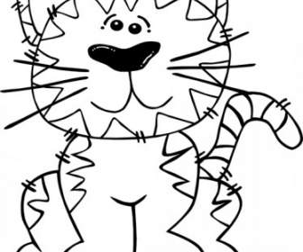 Dibujos Animados Gato Sentado Contorno Clip Art
